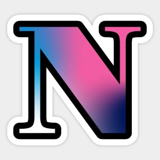 Capital Letter N Monogram Gradient Pink Blue White Sticker